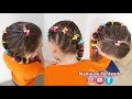 Penteado Infantil lateral com amarração, elásticos coloridos e trança bolha