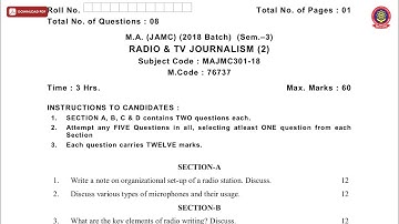 MA 3RD SEM JAMC RADIO AND TV JOURNALISM NOV 2019 | PTU