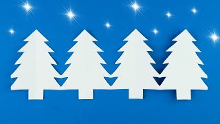 картинка: Как вырезать гирлянду с елками из бумаги на Новый год [Поделки из бумаги]