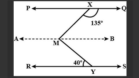 In the given figure PQ || RS, ∠MXQ=135° and ∠MYR=40°, find ∠XMY. #lines #angles #trending