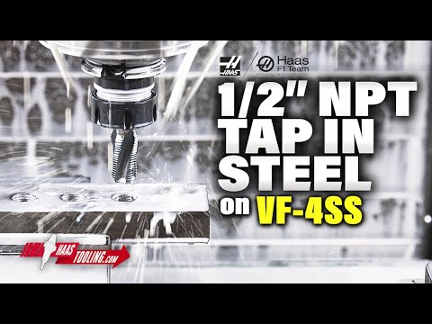 Maschiatura dell’acciaio con una maschiatura del tubo NPT da 1/2" su Haas VF-4SS - Haas Automation, Inc. - miniatura video