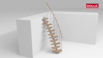 Space saving staircase BERLIN with Shape 6 banister from DOLLE Installation video of quarter turn