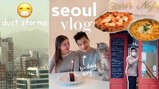 the reality of YELLOW DUST storms 😷🇰🇷 birthday date, being foodies, home decor | life in Korea