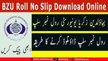 BZU Roll No slip 2022 Download Online