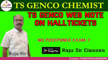 TS GENCO CHEMIST & AE  | WEB NOTE ON TS GENCO HALL TICHETS