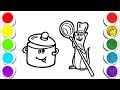 Ratatouille and magic saucepan Drawing,Painting and Coloring for Kids, Toddlers  Easy Drawing