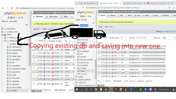 Seed existing database into new one | Laravel Seeder | Import database data