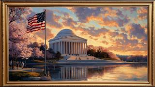 Jefferson Memorial Oil Painting | American USA Flag Display | No Music | Patriotic Frame TV Art 4K screenshot 4