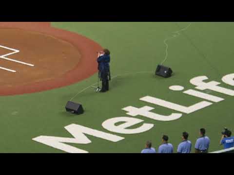 2018 8,4 西武ドーム 西vs日 渡辺美里さんによる国歌斉唱