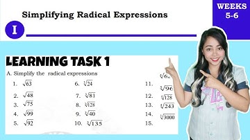 G9- SIMPLIFYING RADICAL EXPRESSIONS | Learning Task 1 Week 6