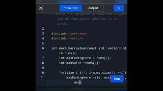 How to write a c++ program to find sum of contiguous subarray in array.