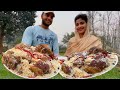 Rice mutton pulao  cooked an authentic afghani pulao recipe in the village 