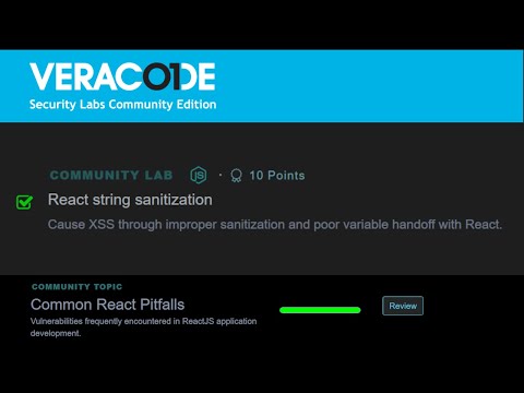 React String Sanitization - Common React Pitfalls - Veracode Security Labs Community Edition (free)