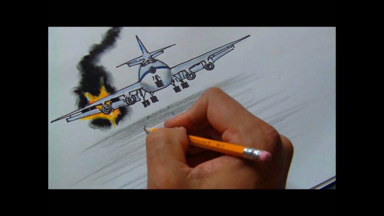 How to Draw a Burning Plane. (HD) NELSON HARRINSSON - YouTube