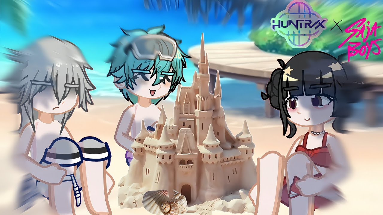 SAJA BOYS GO TO THE BEACH ⛱️🐚🌊💕| ft. Huntrix | KPOP DEMON HUNTERS 😈| Gacha meme