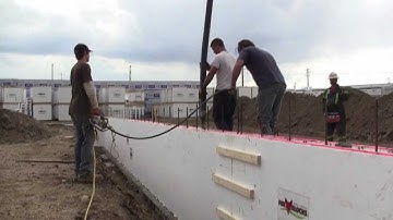 Fox Blocks First Course No Concrete leaks at bottom of Fox Insulated Concrete Form wall