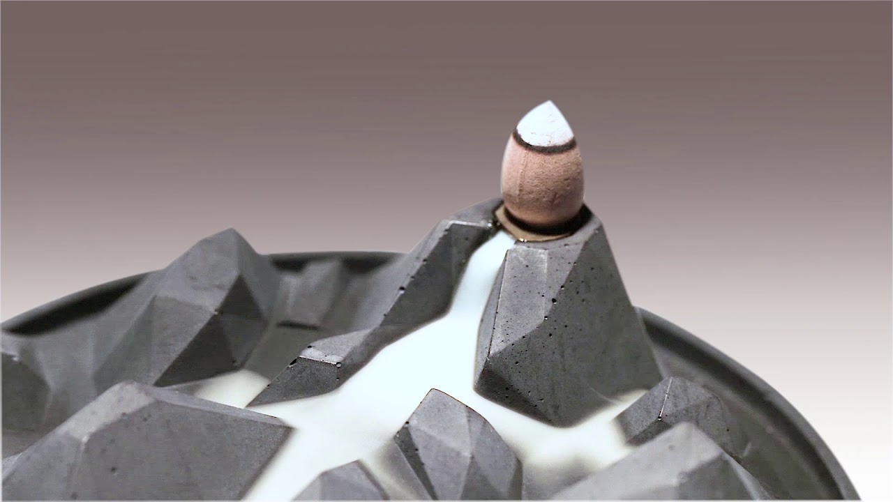 Kin Objects Valley of Fog Modern Concrete Backflow Incense Holder (close up)