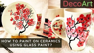 cherry Blossom How to Paint on CERAMICS | Glass paint On Mugs | beginners painting ideas