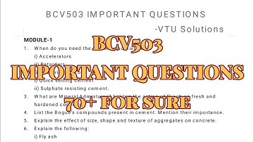 Concrete Technology, Super important questions, BCV503, 22 scheam, 5th sem, Civil.