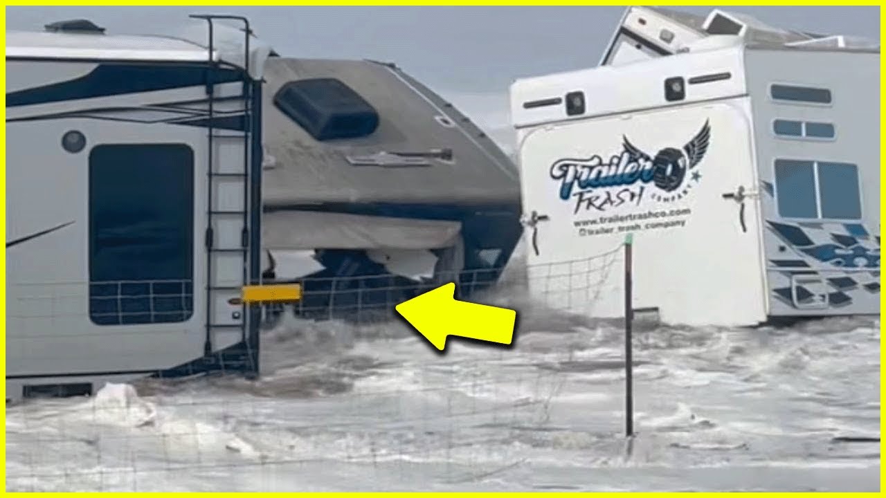Giant Waves Slam RVs At Oceano Dunes