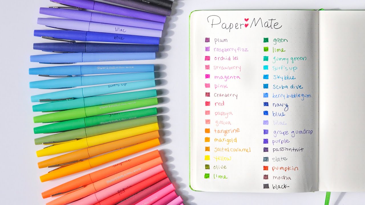 Paper Mate Flair Pens Names and Swatches 