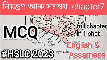 নিয়ন্ত্ৰণ আৰু সমন্বয় chapter7 Control and coordination MCQ class10 science  #hslc2023 #chapter7
