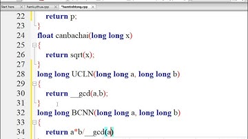 Code C++ tính Tổng, Hiệu, Tích, Lũy thừa, Căn bậc hai, ƯCLN ,và Bội chung nhỏ nhất bằng HÀM