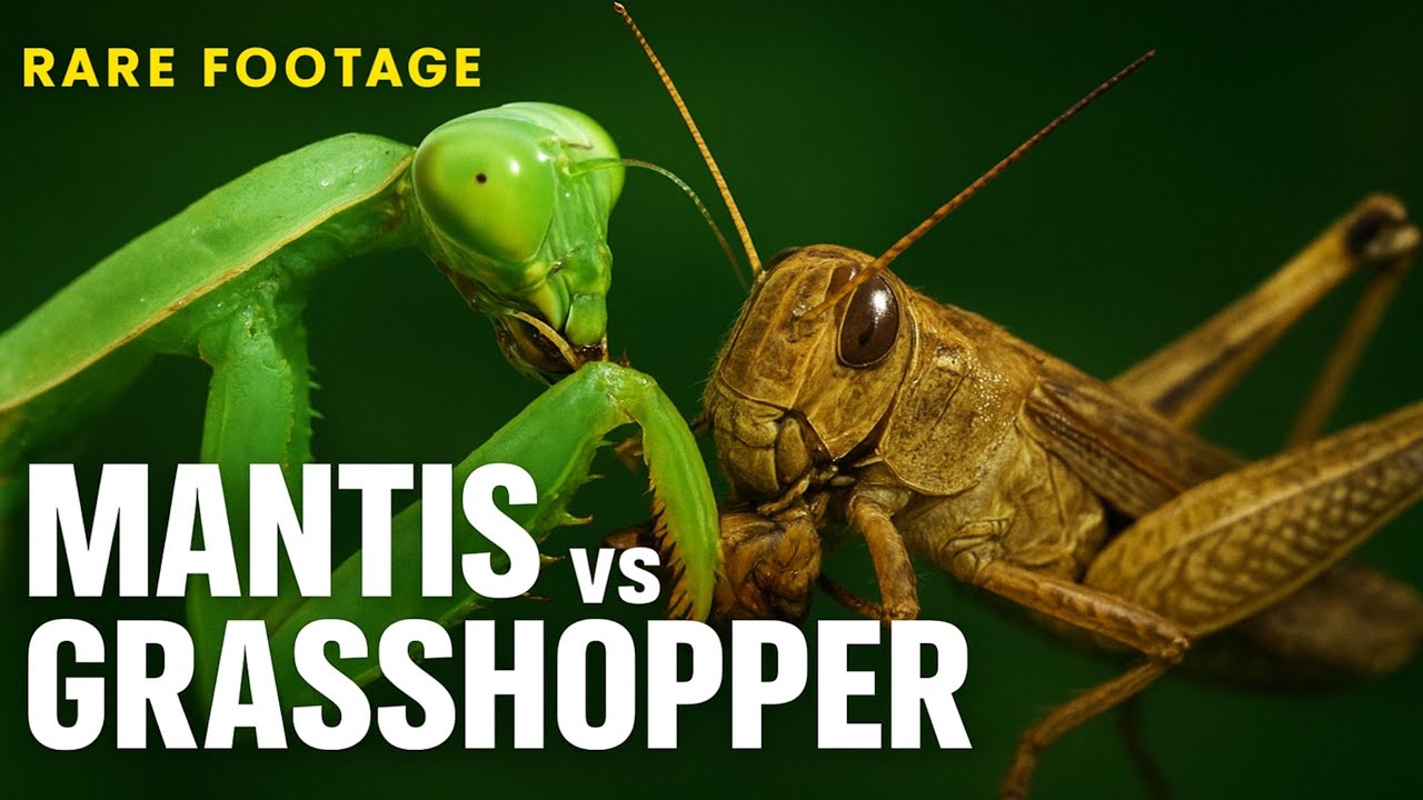 Praying Mantis vs Grasshopper – Rare Hunting & Feeding Moment | Insect ...