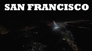 Landing at San Francisco International Airport (SFO) at Night