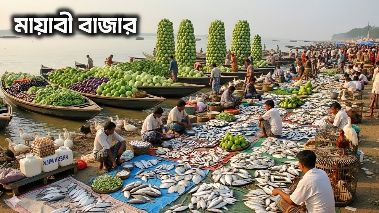 মায়াবী বাজার! প্রকৃতির অপূর্ব সুন্দর যে ঘেরা এই বাজার। পদ্মার মাছের এক বিখ্যাত বাজার। Narishaghat. 