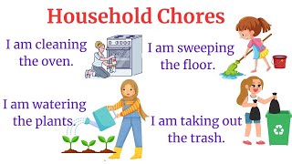 Household Chores with Sentences | English Action Verbs For Beginner Daily Use | English Sentences