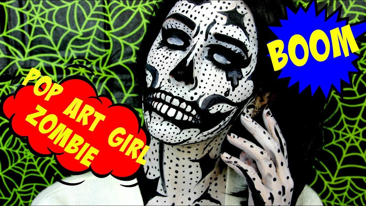 Pop Art Girl Zombie Halloween Makeup Tutorial YouTube