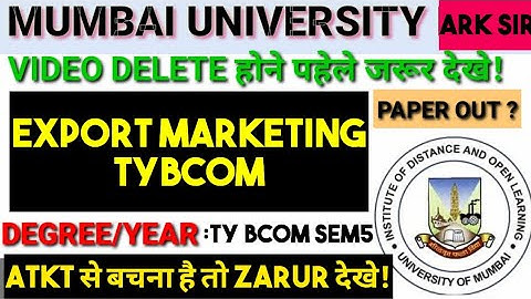 #PAPER_OUT? 2024 October EXPORT MARKETING TYbcom sem5 paper  Important QUESTIONS & syllabus ARk sir