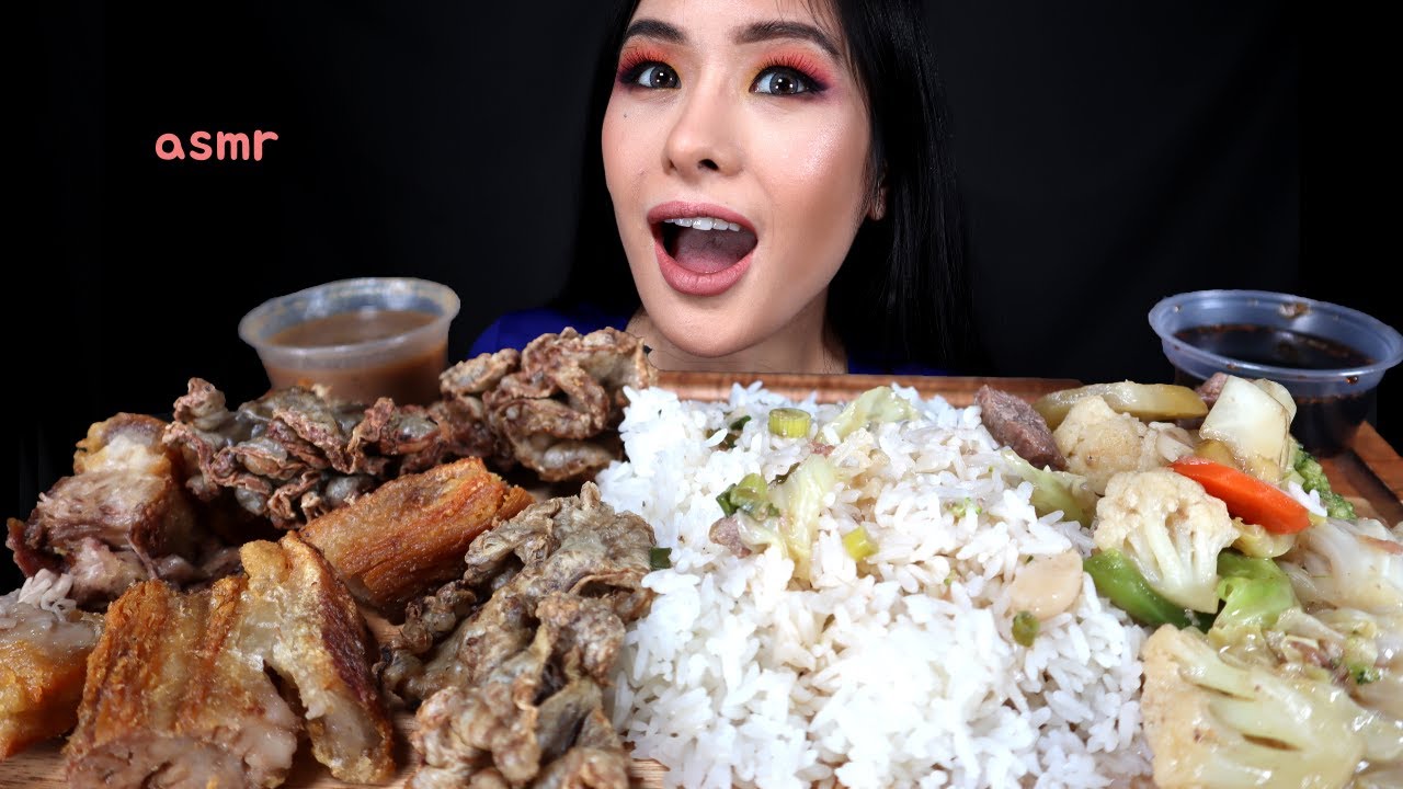 ASMR | LECHON KAWALI (PORK BELLY), CHICHARON BULAKLAK (PORK MASENTERY) & CHOP SUEY MUKBANG ASMR
