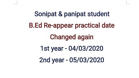 B.ed re-appear practical date again changed CRSU Naveen dahiya