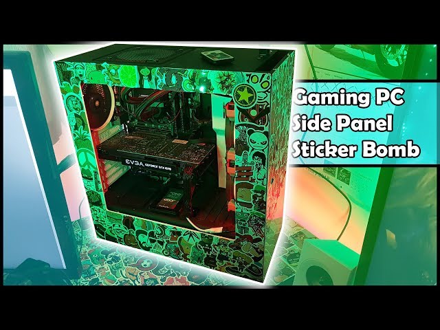 Gaming PC Side Panel Sticker Bomb. 