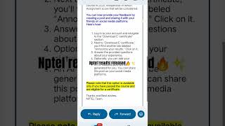 check your email 📩NPTEL results released ✨🔥and certificate also provided✨💖