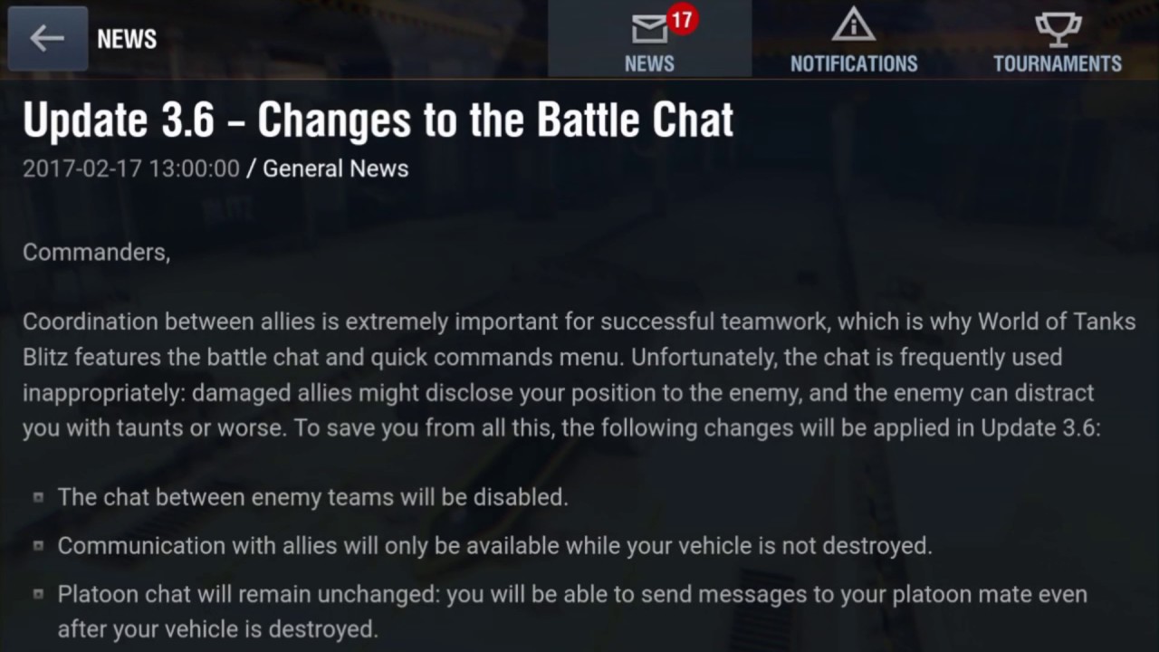 Update 3.6 Changes to the Battle Chat Wot Blitz YouTube