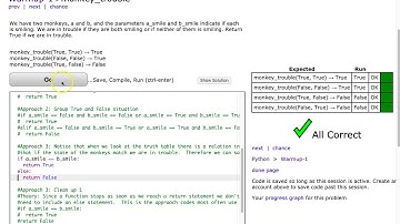 Codingbat - monkey_trouble (Python)