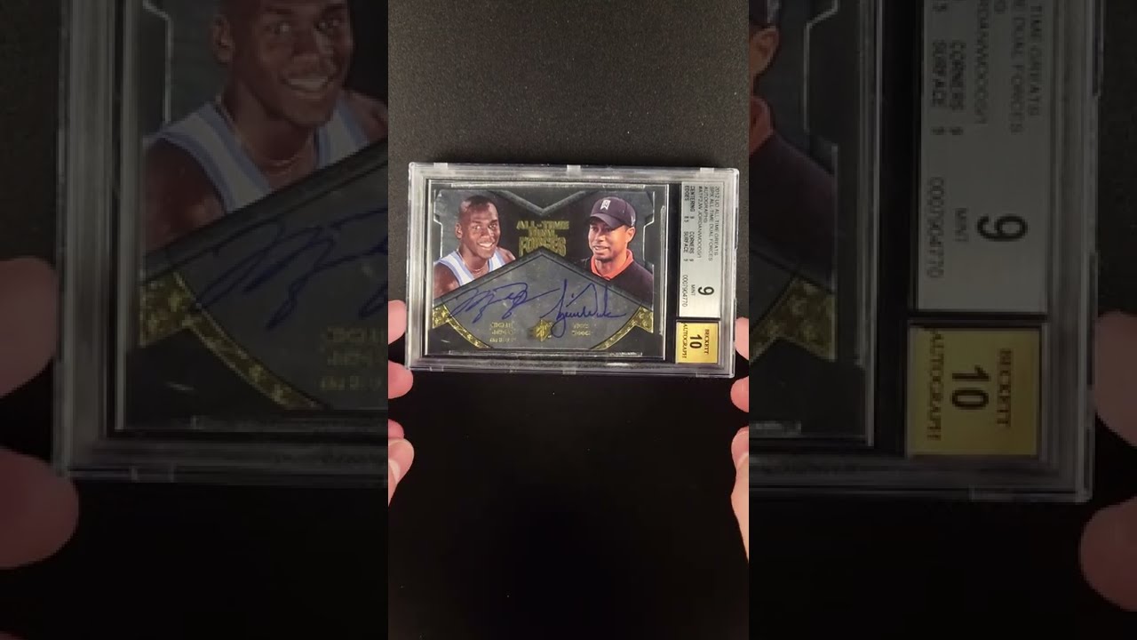 2012 UD All-Time Greats SPx Dual Forces Michael Jordan Tiger Woods AUTO /1 BGS 9