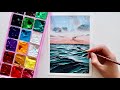 Painting a Seascape using Himi Gouache | REAL TIME TUTORIAL