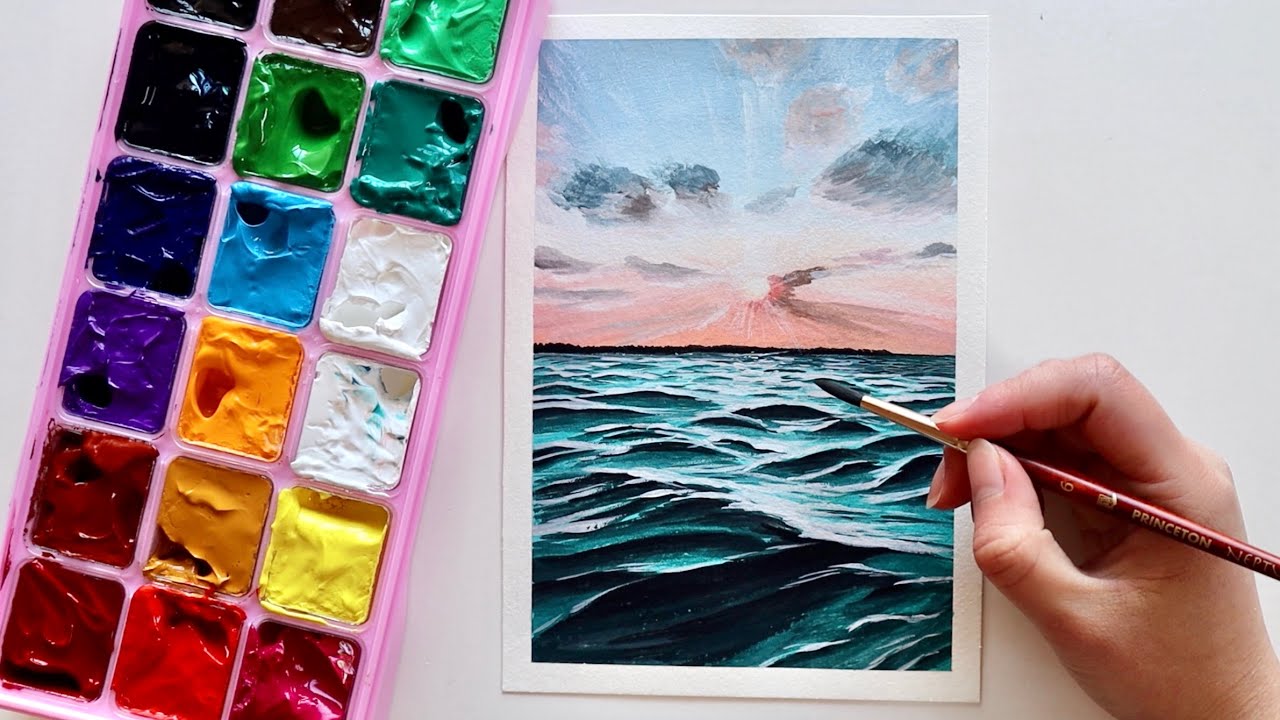 Painting a Seascape using Himi Gouache