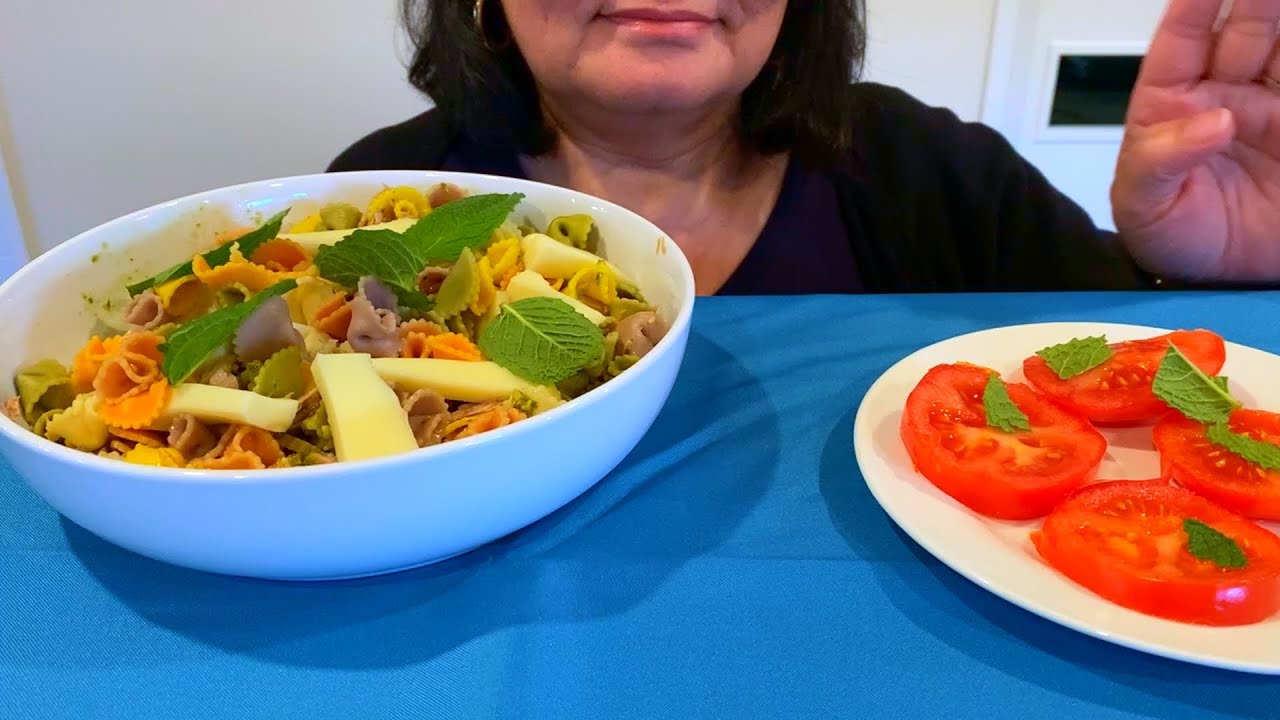 Colourful Pesto Pasta, Tuna and Mozzarella with Tomatoes and Mint YouTube
