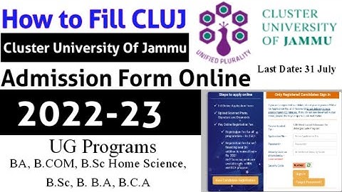 How to fill Cluster University Jammu Admission form Online 2022-23 | UG Programs | CLUJ- 01