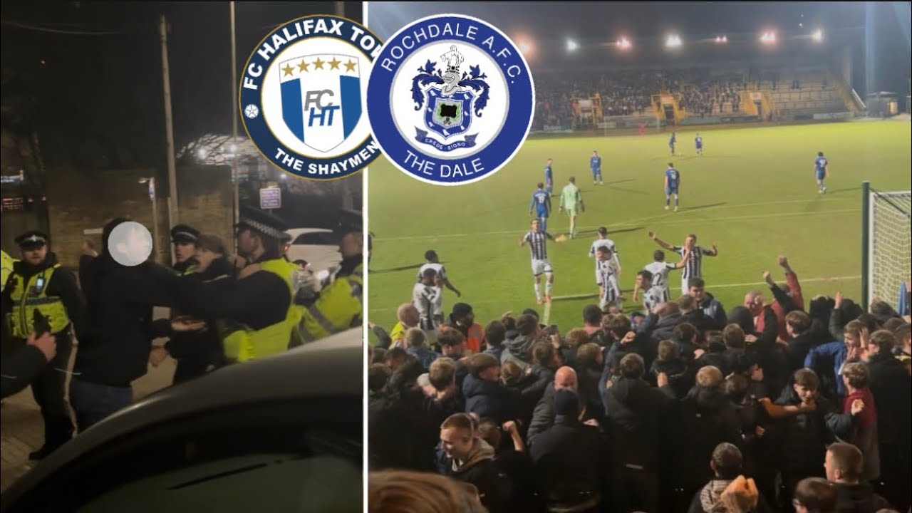POLICE MANHANDLE FANS AS TENSE SCENES BREAK OUT AFTER - Halifax 2-2 Rochdale 
