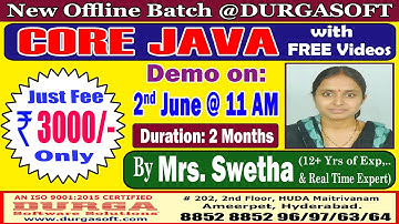 CORE JAVA Offline Training @ DURGASOFT