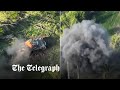 Moment Russian tank hit by two landmines and a missile - but crew survive