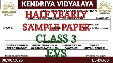 Half yearly exam/EVS/class 3/sample paper/kv/kvs/ncert #kvexam #evs #ncert #cbse #kvs #pt1 @KVS360