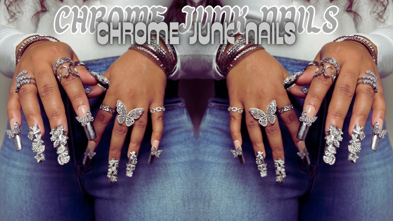 🩶SILVER CHROME JUNK NAILS🩶| Press on Nails| NAIL THERAPY - NO Talking 🤫