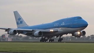 SMOOTHEST 747 LANDING EVER! KLM Boeing 747 400 SUNRISE Landing at Amsterdam Schiphol Airport
